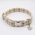 Cream Corduroy Plaid Dog Collar