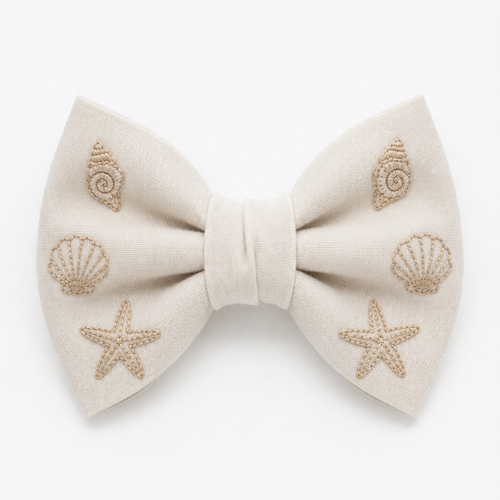 Coastal Embroidery Bow Tie