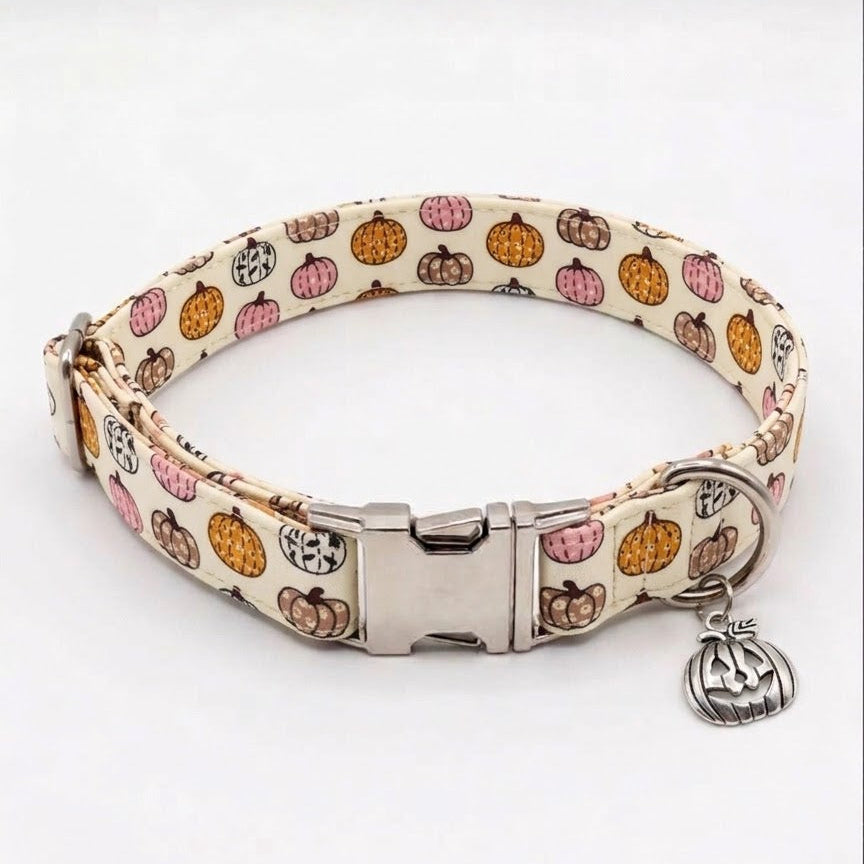 Patchwork Pumpkin Dog Collar