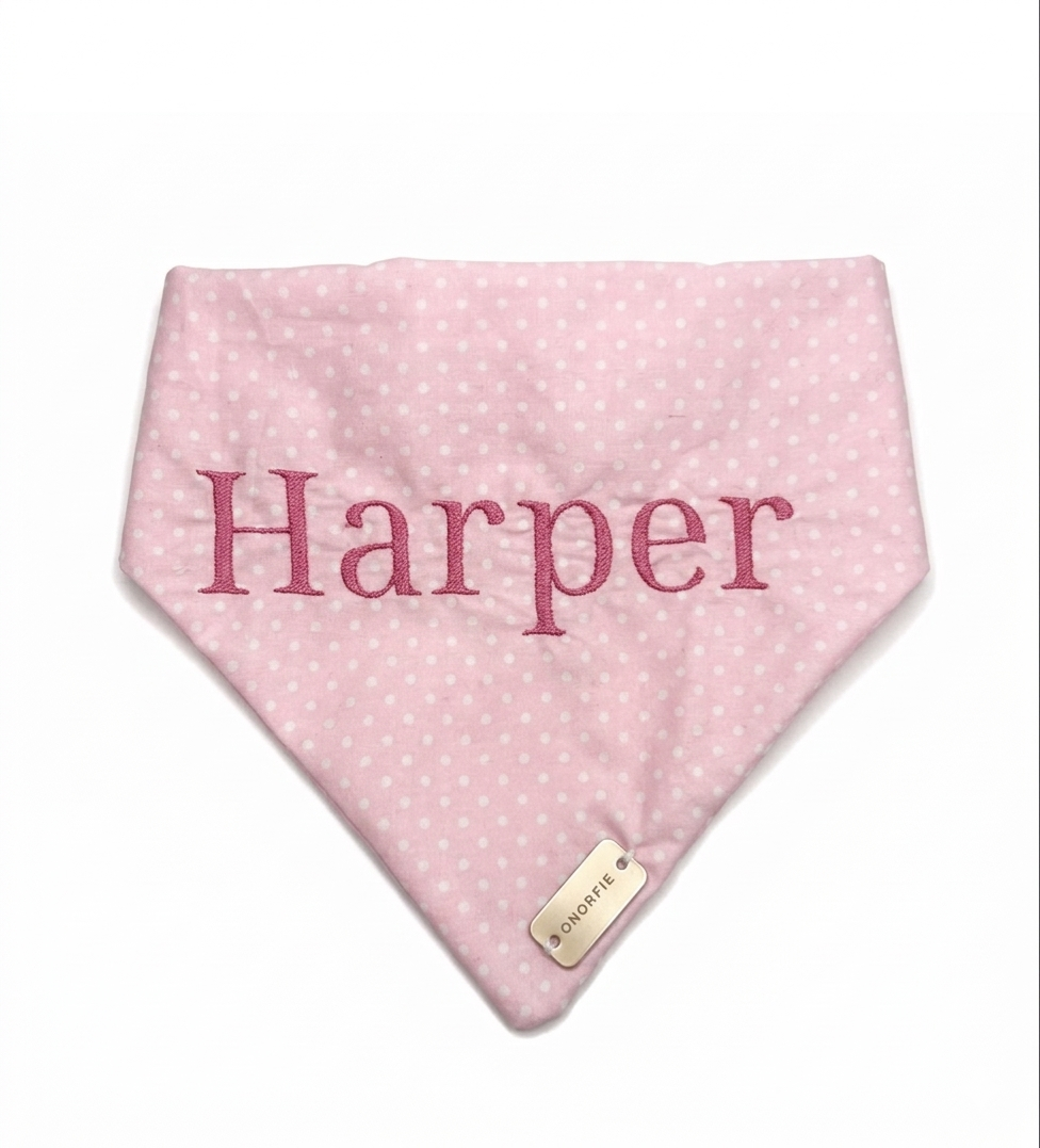 Pink Polka Dot Tailored Trails Scrunchie Bandana *PERSONALISED