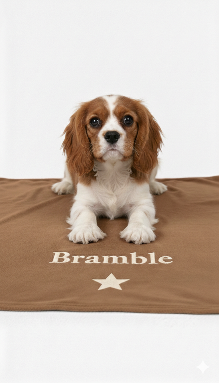 Chocolate brown embroidered fleece blanket