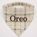 Cream Corduroy Plaid Personalized Dog Bandana