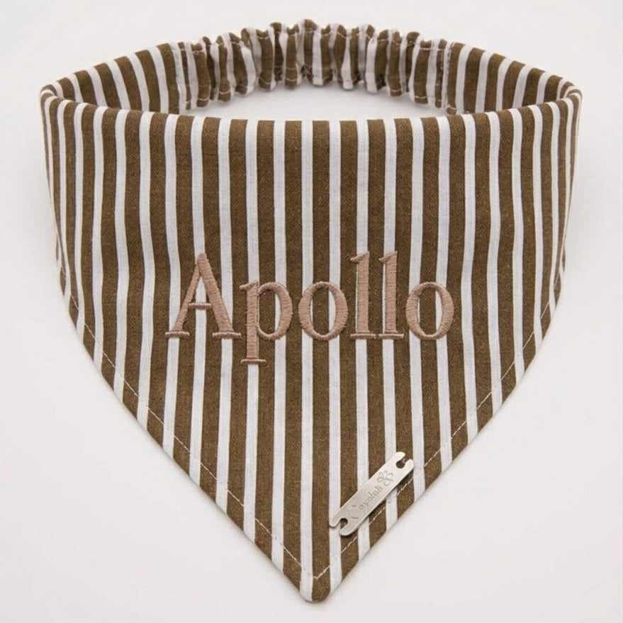 Chestnut Stripe Personalized Dog Bandana