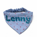 Blue Gingham Heart Tailored Trails Scrunchie Bandana *PERSONALISED