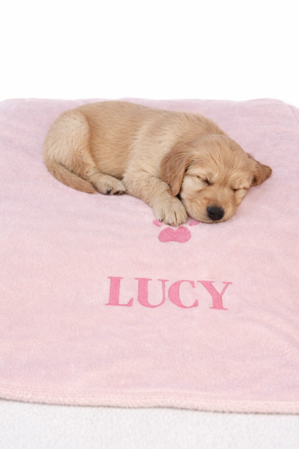 Blush pink embroidered fleece blanket