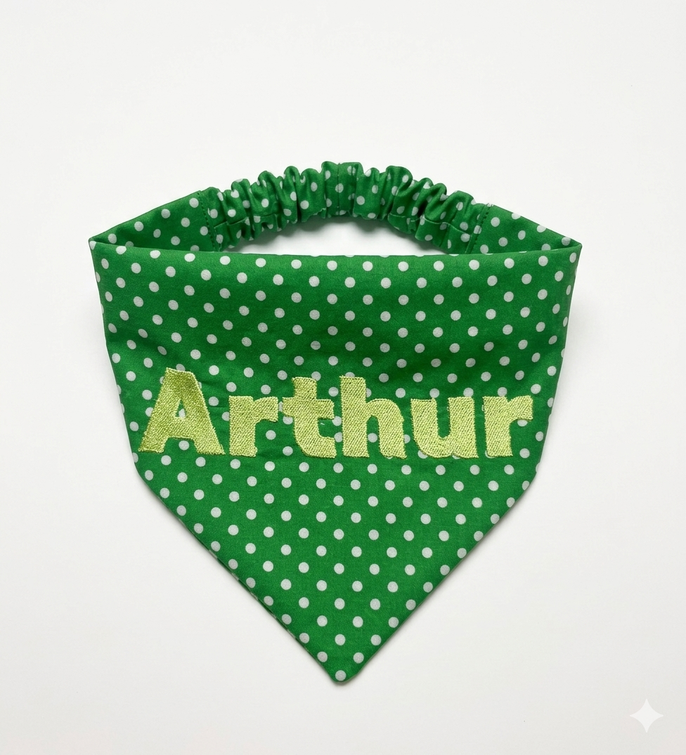 Green Polka Dot Tailored Trails Scrunchie Bandana *PERSONALISED