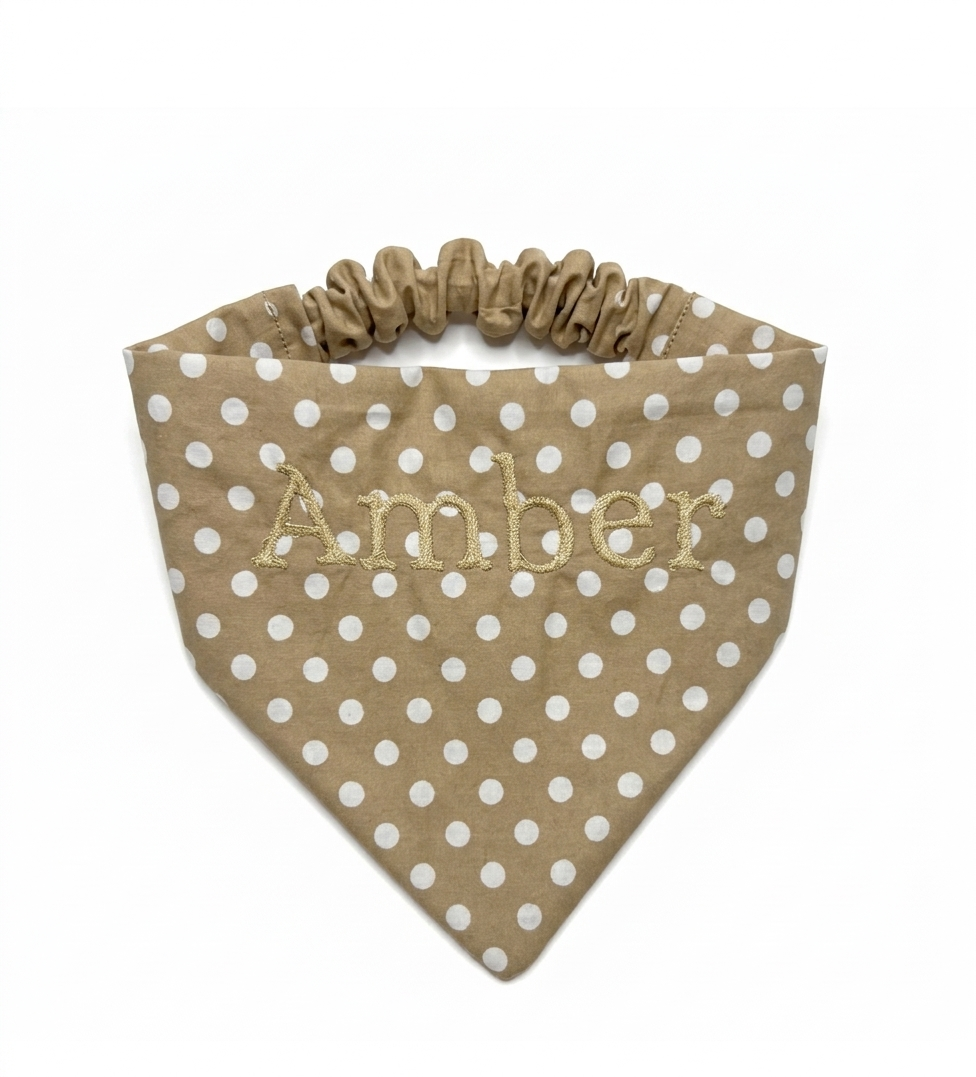 Brown Spotty Tailored Trails Scrunchie Bandana *PERSONALISED