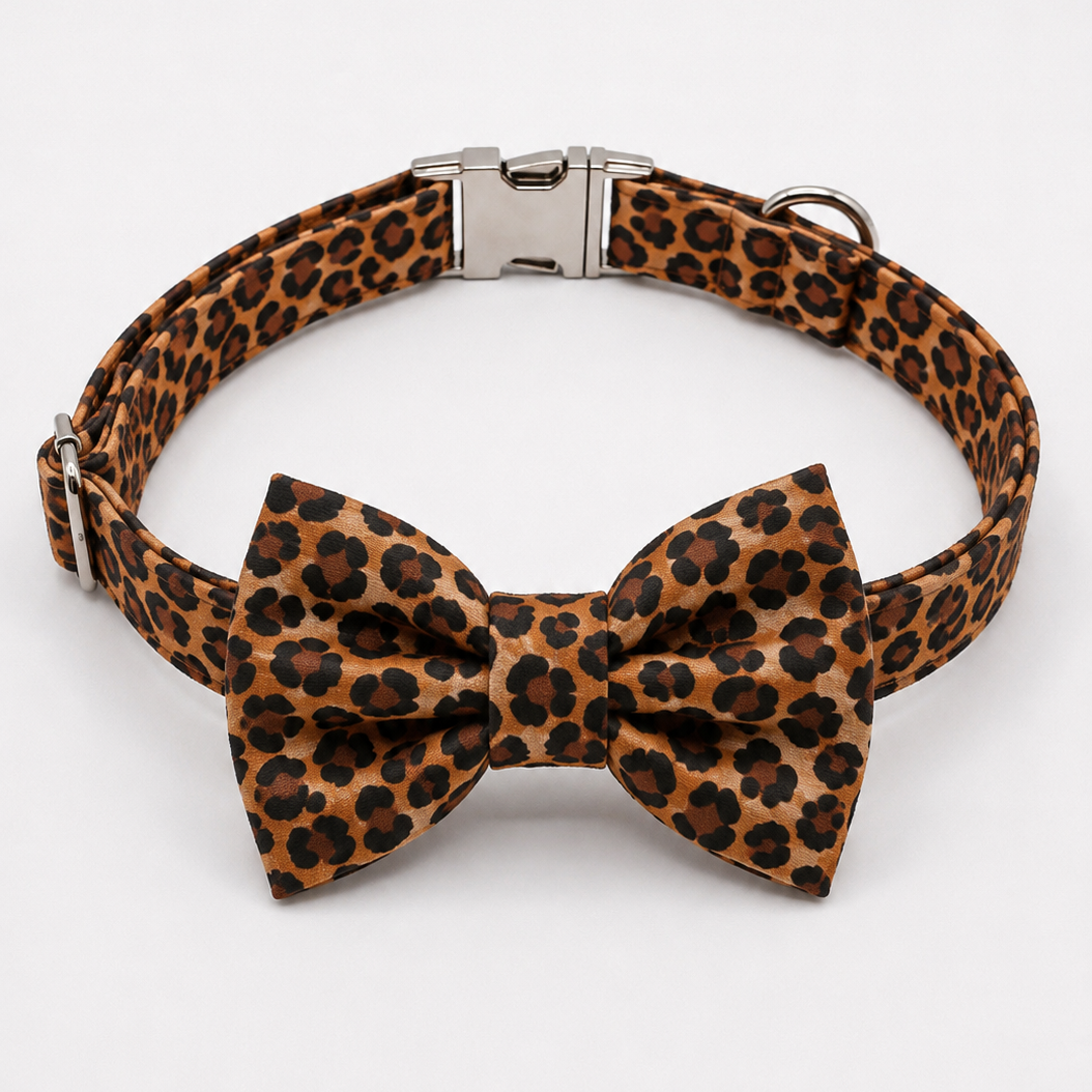 Leopard Print Collar and Bow